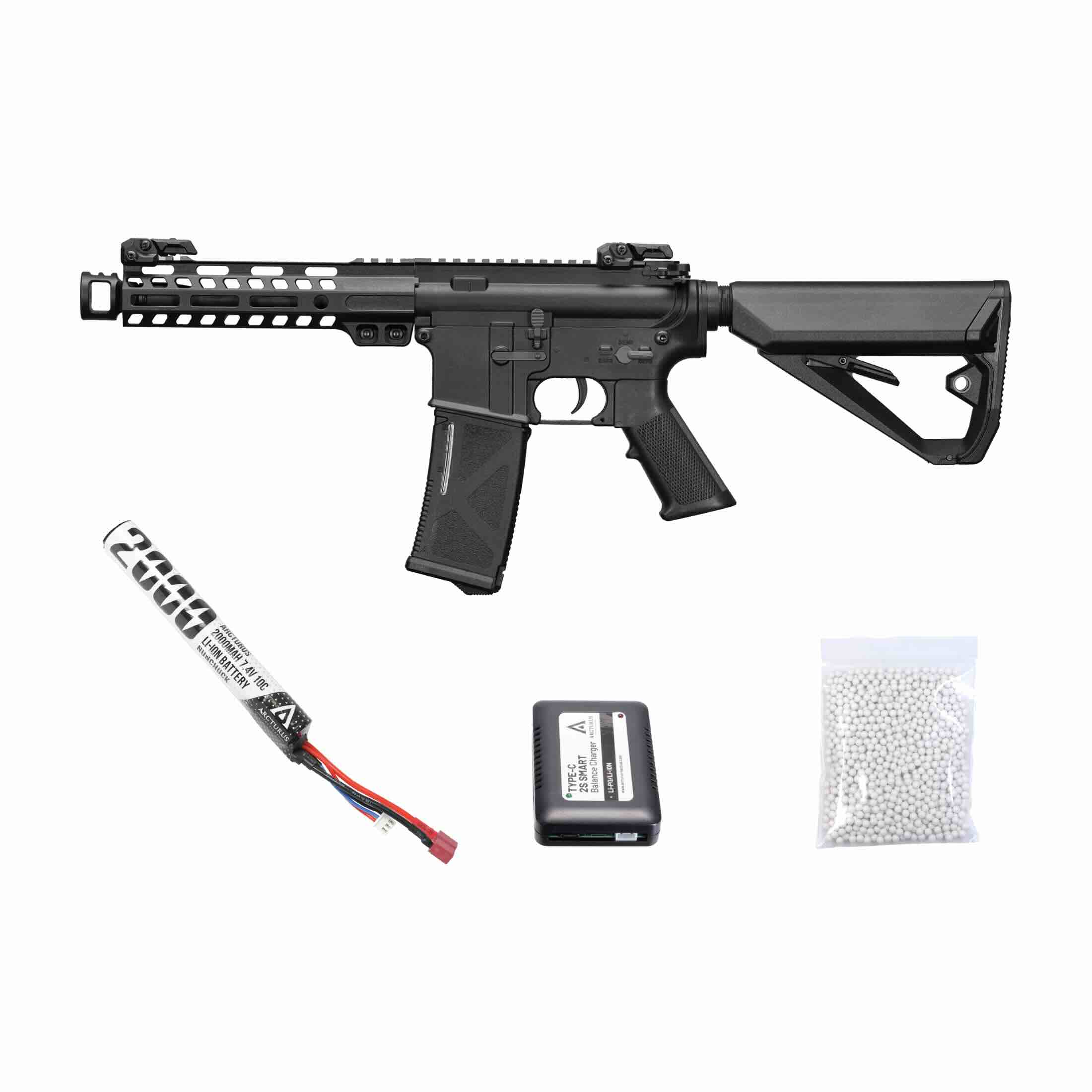 AT-NE01-SBR-ME-PK ARCTURUS - Tactical NEO MOD1 SBR 7.9" Airsoft Rifle Polymer Electric ( PAQUETE DE INICIO ) - Imagen 1